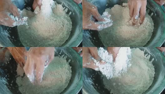女人的手在烘焙准备过程中准备面粉高清在线视频素材下载