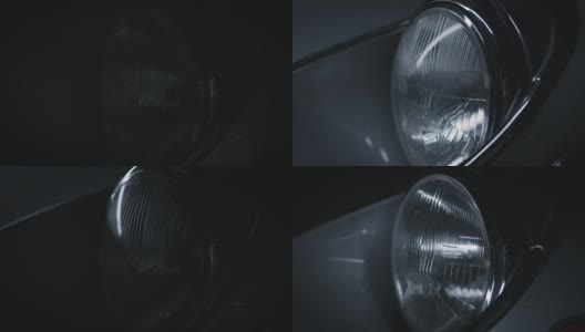 古董车前灯反射的特写高清在线视频素材下载