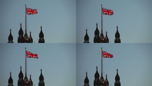 威斯敏斯特宫上的英国国旗高清在线视频素材下载