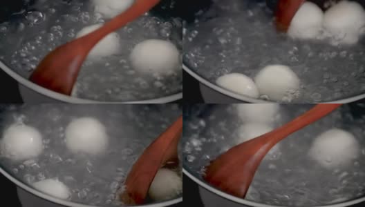 煮传统的大汤圆是冬至节的美食高清在线视频素材下载