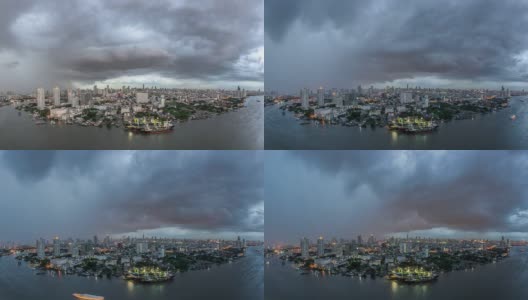 暴风雨的乌云笼罩着这座城市。高清在线视频素材下载