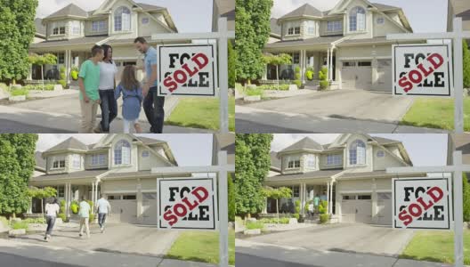 标有“待售，已售”房地产标志的家庭高清在线视频素材下载