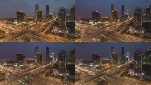 时光流逝——北京交通与CBD夜景(WS)高清在线视频素材下载