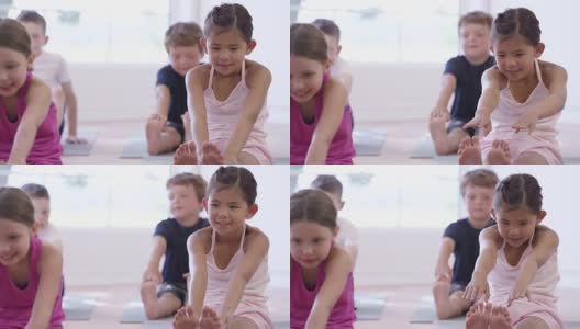 在《儿童健身》中，她的脚趾伸向高清在线视频素材下载