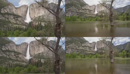 约塞米蒂山谷，可以看到约塞米蒂瀑布高清在线视频素材下载
