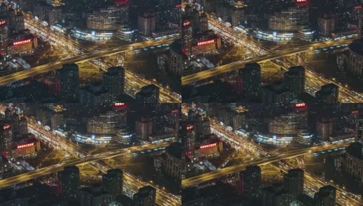 T/L MS HA ZO路交叉口夜间，航天桥/中国北京高清在线视频素材下载