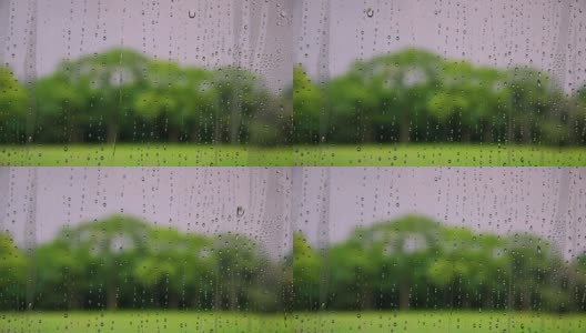 雨滴落在玻璃上高清在线视频素材下载