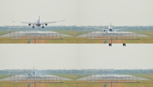 飞机在大机场降落高清在线视频素材下载