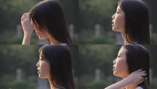亚洲女孩的侧面脸高清在线视频素材下载