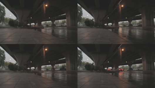 HD多莉:在雨中行驶的汽车。高清在线视频素材下载