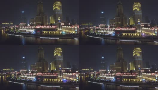 现代建筑鸟瞰图和天津城市夜景，实时。高清在线视频素材下载