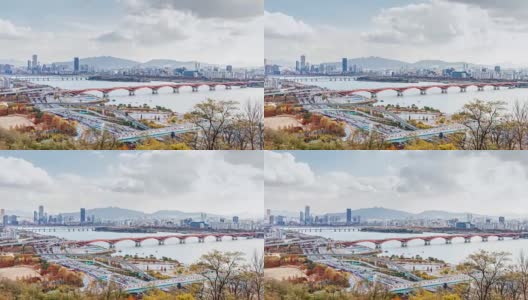 4k延时拍摄首尔城高清在线视频素材下载