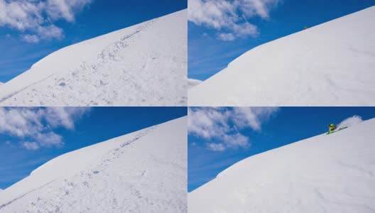 滑雪者从山上下来，骑着刚下的雪高清在线视频素材下载