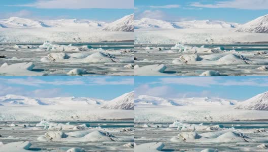 4K延时拍摄:Vatnajokull冰川Jokulsarlon泻湖冰岛高清在线视频素材下载