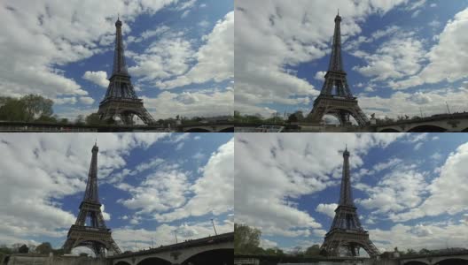 从塞纳河到巴黎的埃菲尔铁塔高清在线视频素材下载
