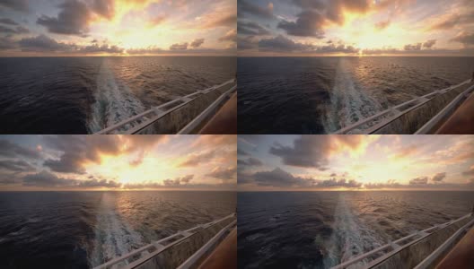 日落时船只的尾流高清在线视频素材下载