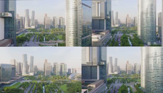 杭州钱江新城现代建筑鸟瞰图高清在线视频素材下载