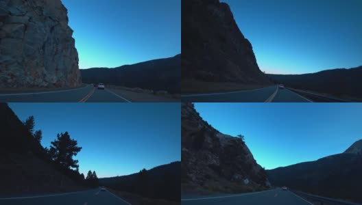 加州一个国家公园晚上的汽车运动高清在线视频素材下载