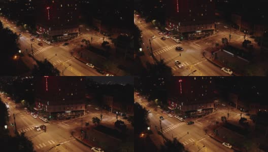 这是一张夜间芝加哥街道上一座旧汽车旅馆建筑的慢镜头。高清在线视频素材下载
