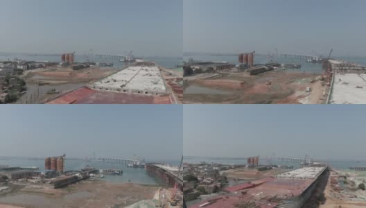 一座正在建造的跨海大桥高清在线视频素材下载