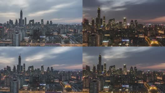 T/L WS HA ZI Beijing Central Business District Panorama, Day to Night Transition / Beijing, China高清在线视频素材下载