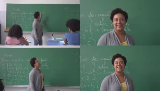 一名教师在学校教室里的画像高清在线视频素材下载
