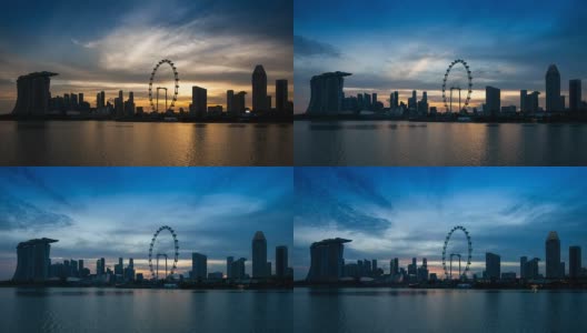 新加坡滨海湾的天际线高清在线视频素材下载