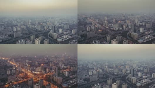 T/L WS HA ZI Urban Residential Area in Air Pollution, Day to Night Transition /北京，中国高清在线视频素材下载