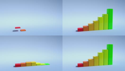 3D多彩经济图形条正在上升- 4K高清在线视频素材下载