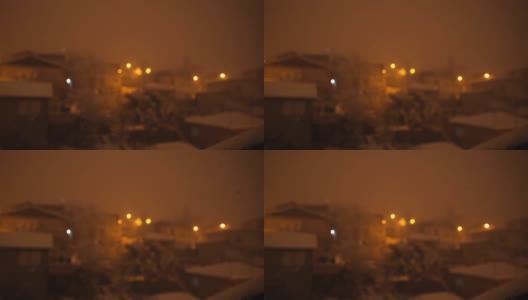 在下雪时，贫民窟的夜景不清晰高清在线视频素材下载