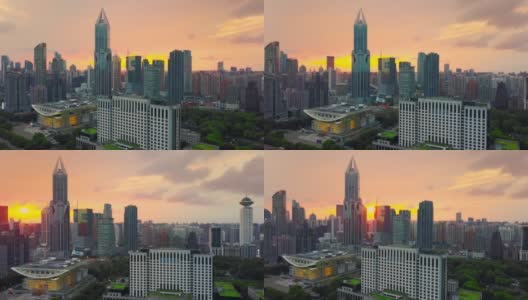 日落时分的上海人民广场高清在线视频素材下载