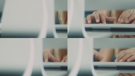 近距离的女人的手在电脑键盘上高清在线视频素材下载