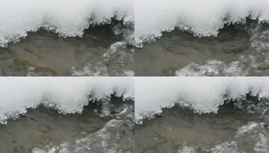 早春时节，冰冷河流上的冰正在融化。高清在线视频素材下载