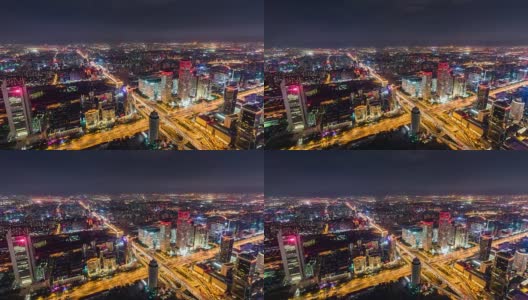 T/L WS HA ZO鸟瞰图北京城市夜景高清在线视频素材下载