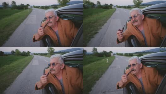 抽烟斗的老人高清在线视频素材下载