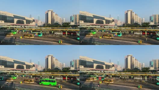中国深圳，2014年11月21日:公交车站就在中国深圳火车站外高清在线视频素材下载