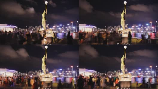 香港星光大道的人群高清在线视频素材下载