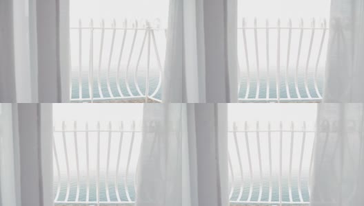 高清多莉:阳台窗帘在风中飘扬高清在线视频素材下载