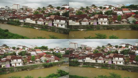 日惹肮脏的河流和贫民窟高清在线视频素材下载
