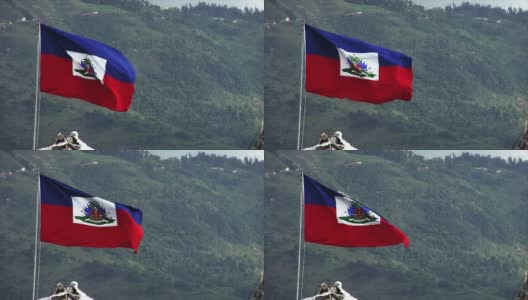 微风中飘扬的海地国旗高清在线视频素材下载