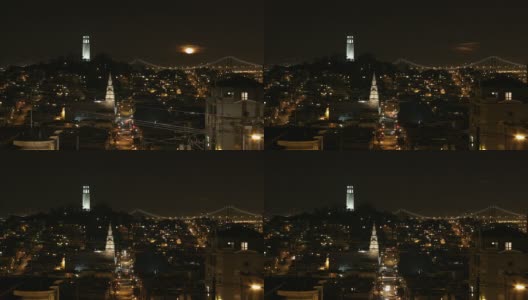 旧金山的月亮升起时光流逝高清在线视频素材下载