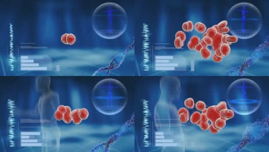 电脑屏幕上的细菌和DNA分子。高清在线视频素材下载