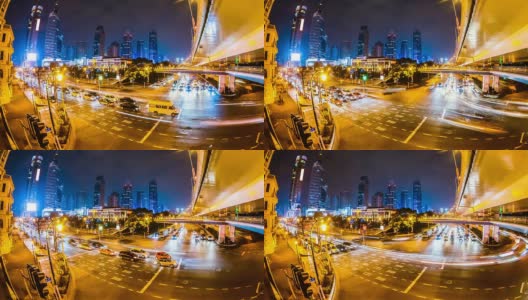 上海的城市景观，繁忙的交通，时光流逝高清在线视频素材下载