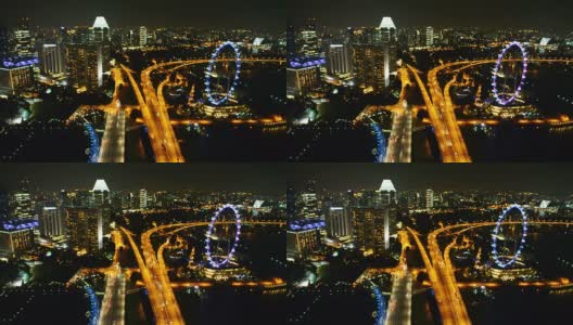 新加坡大厦夜间鸟瞰图高清在线视频素材下载