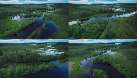 飞越湿地中的河流高清在线视频素材下载