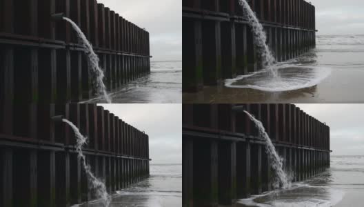 挡土墙型材金属海堤施工改造桥墩高清在线视频素材下载