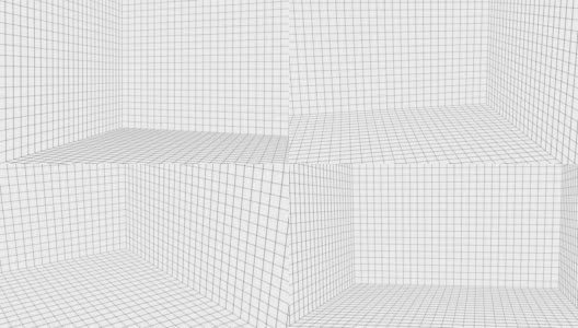 白色线框的房间。空角度框。未来数字网格立方体。虚拟现实中的网络空间。3 d渲染。高清在线视频素材下载