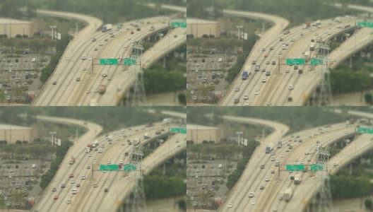 鸟瞰的高速公路tilt-shift高清在线视频素材下载