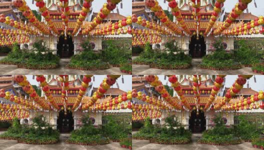 槟榔屿鸠乐寺农历新年灯笼高清在线视频素材下载