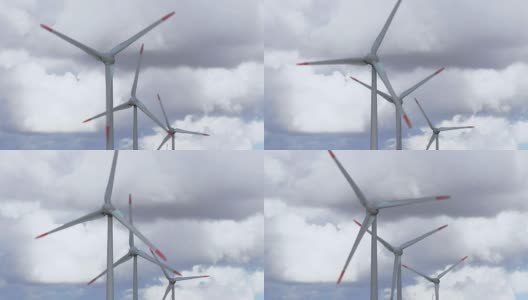 风力涡轮机，产生绿色能源高清在线视频素材下载